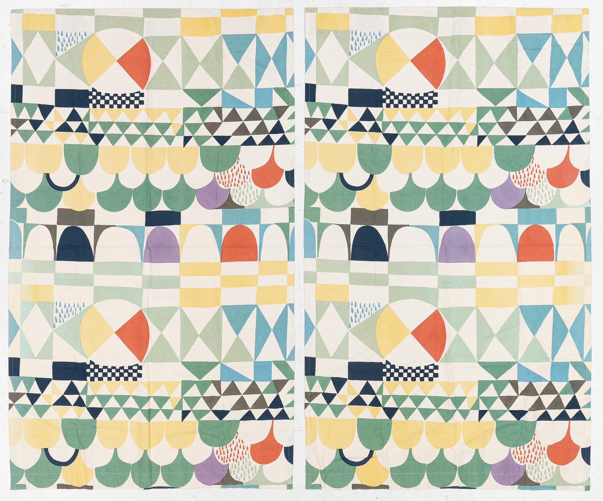 Josef Frank, a pair of curtains, in the "Bows" pattern,