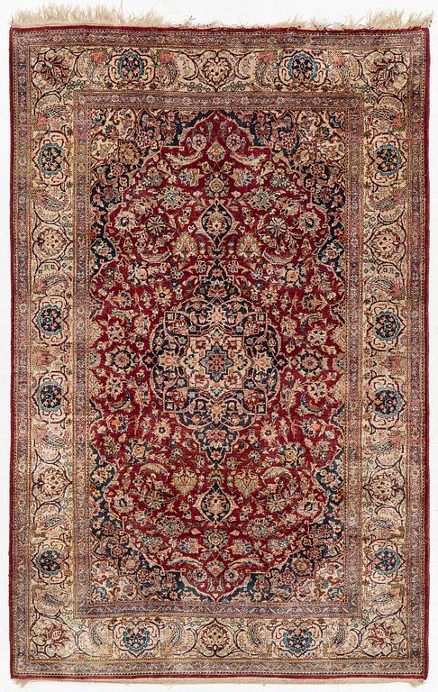 A semi-antique silk Kashan, central Persia, c. 210 x 140 cm.