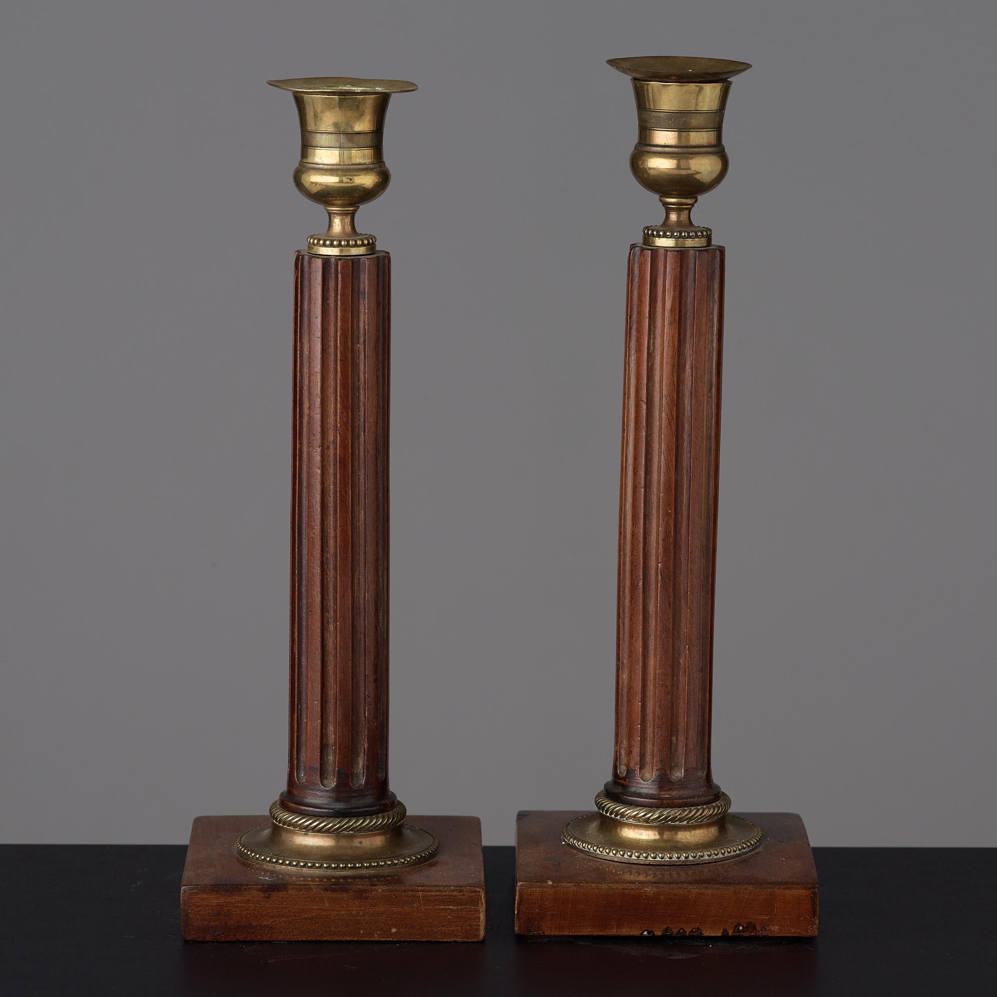 A pair of late Gustavian late 18th century candlesticks.