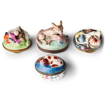 A set of four snuff boxes, France/England, 18th Century.