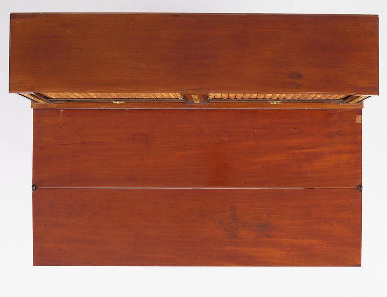 A presumably German Louis XVI mahogany desk, late 18th century.