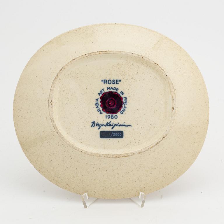Birger Kaipiainen, a decorative 'Rose' ceramic plate, signed, numbered 1581/2000, Arabia Art Made in Finland 1980.