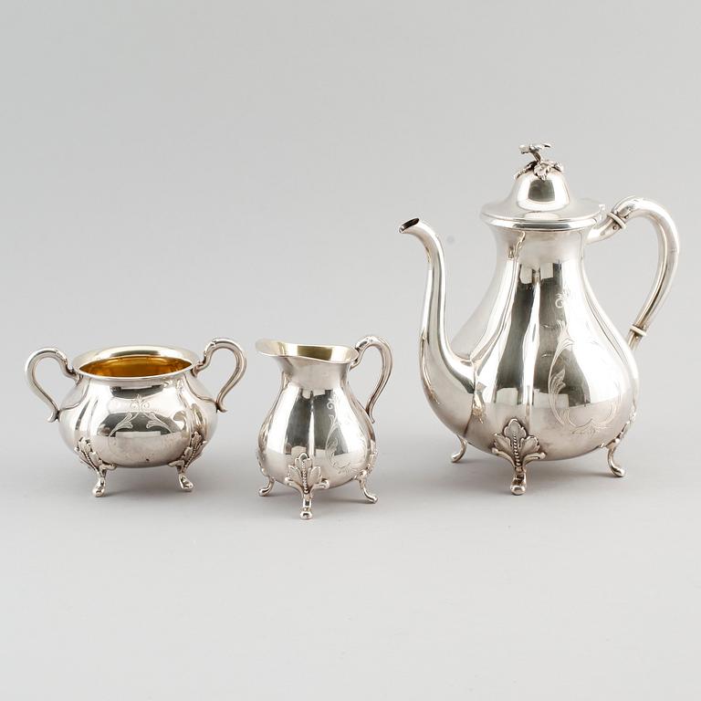 KAFFESERVIS, 3 delar, silver, GAB, Stockholm 1953. Vikt ca 898 gram.