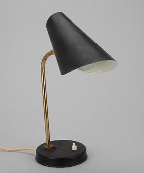 BORDSLAMPA, mässing och plåt, 1900-talets mitt.