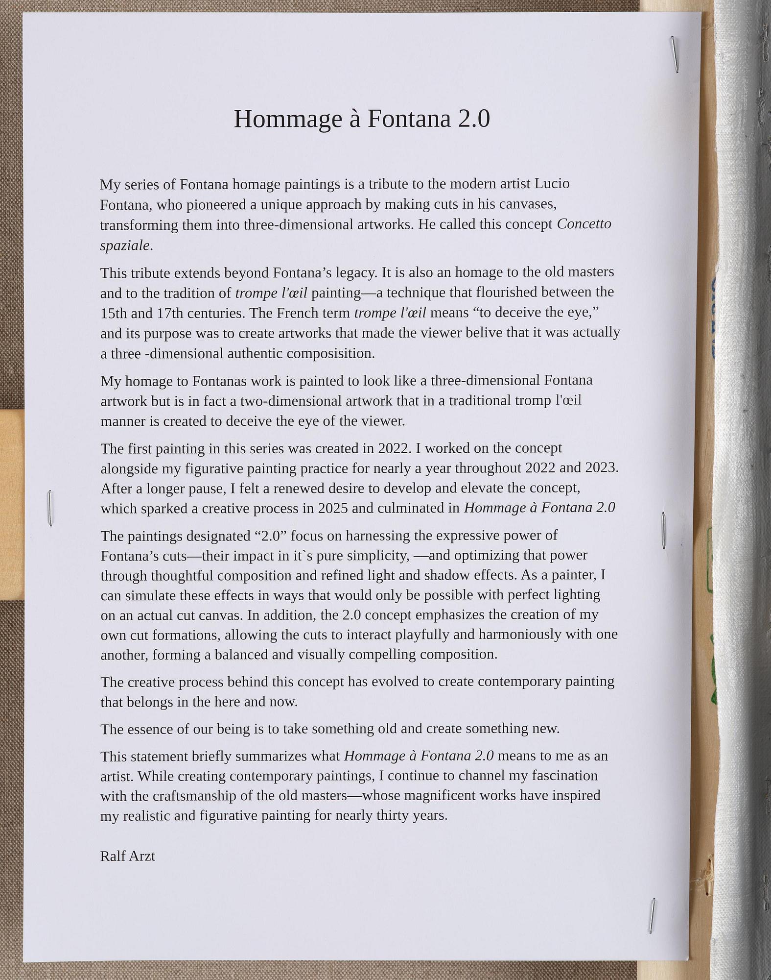 Ralf Arzt, "Trompe l'oeil Hommage à Fontana 2.0 V".