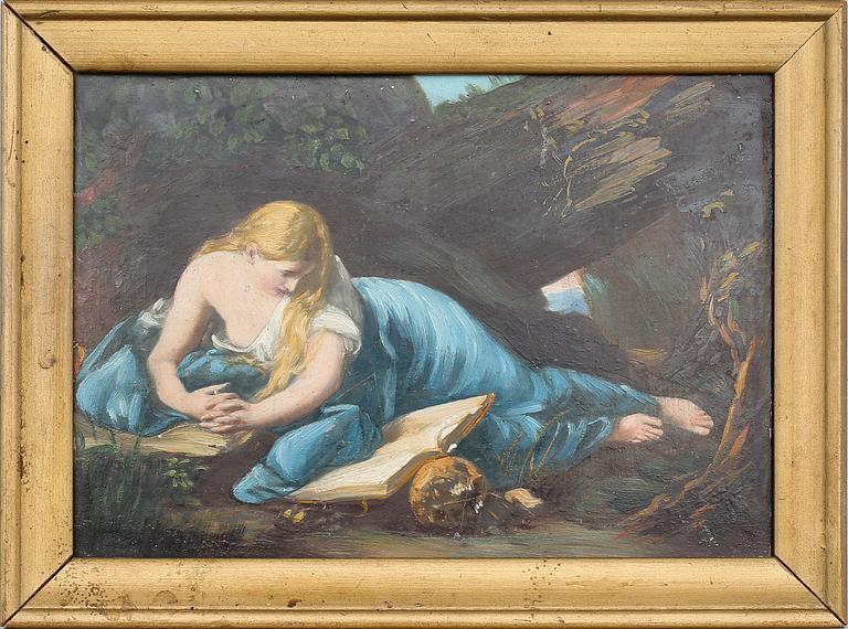 POMPEO GIROLAMO BATONI, efter, oljetryck samt MINIATYR, gouache, otydligt signerad, 1800-/1900-tal.