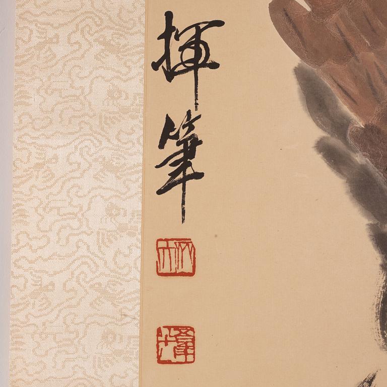 Rullmålning, färg och tusch på papper. Efter Qi Baishi (1864-1957).