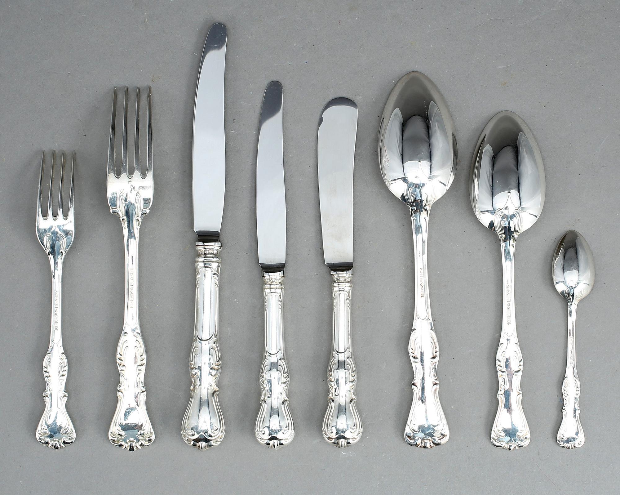 BESTICKSERVIS, 86 delar, silver, modell "Prins Albert", GAB, mest 1970-tal. Tot ca 3780 gram.