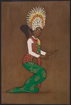 Tyra Kleen, fyra häften med åtta tryckta planscher (varav en dublett), "Temple Dances and Musical Instruments in Bali".