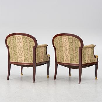 Soffa och 2 fåtöljer, empirestil, 1900-tal.