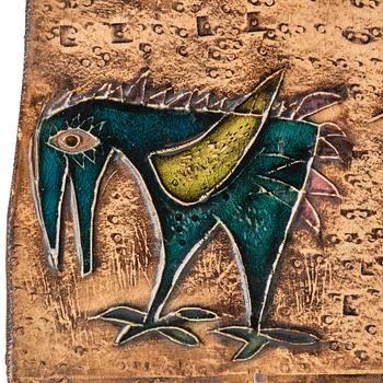 Rut Bryk, a stonerware wall relief decorated with birds, Finland ca 1950.