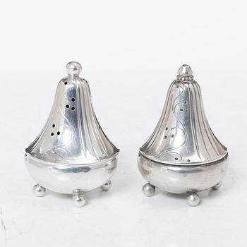 Georg Jensen, salt and pepper shakers, sterling silver, Denmark.