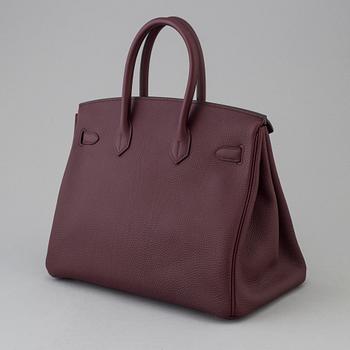 A Birkin 35 by Hermès Bordeaux, 2017.