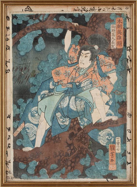 UTAGAWA KUNIYOSHI, träsnitt, Japan. 1800-tal.