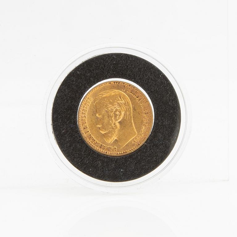 Guldmynt Ryssland, Nicolai II 5 Rubel, 1898.