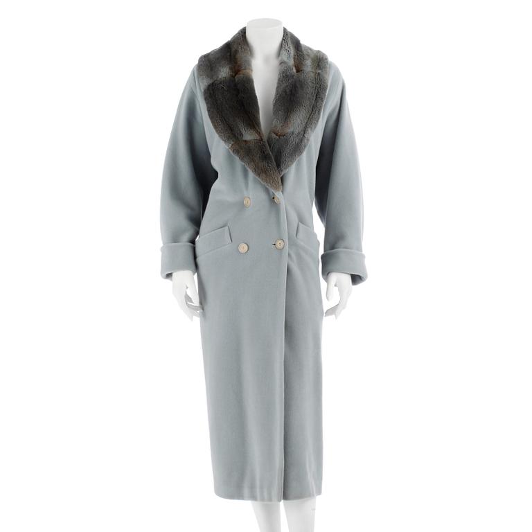 CERRUTI, a light blue woolblend coat. Size 36.