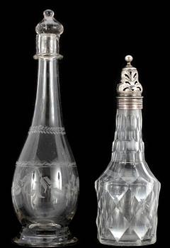 ÄTTIKSFLASKOR, 2 st, glas, 1700-tal.
