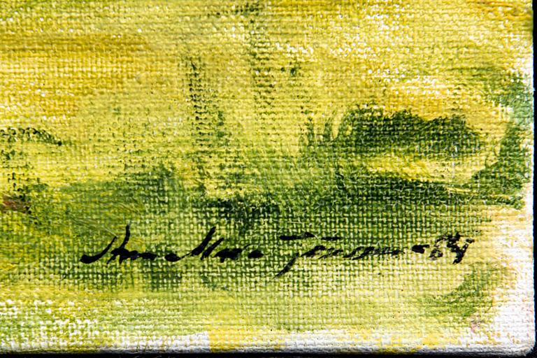 Ann-Marie Jönsson, oil on canvas, signed, dated -94, "My garden".