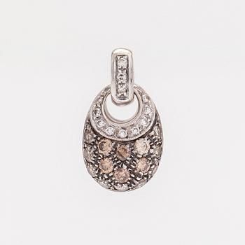 Pendant, 18K white gold with brown and clear diamonds, Italy.