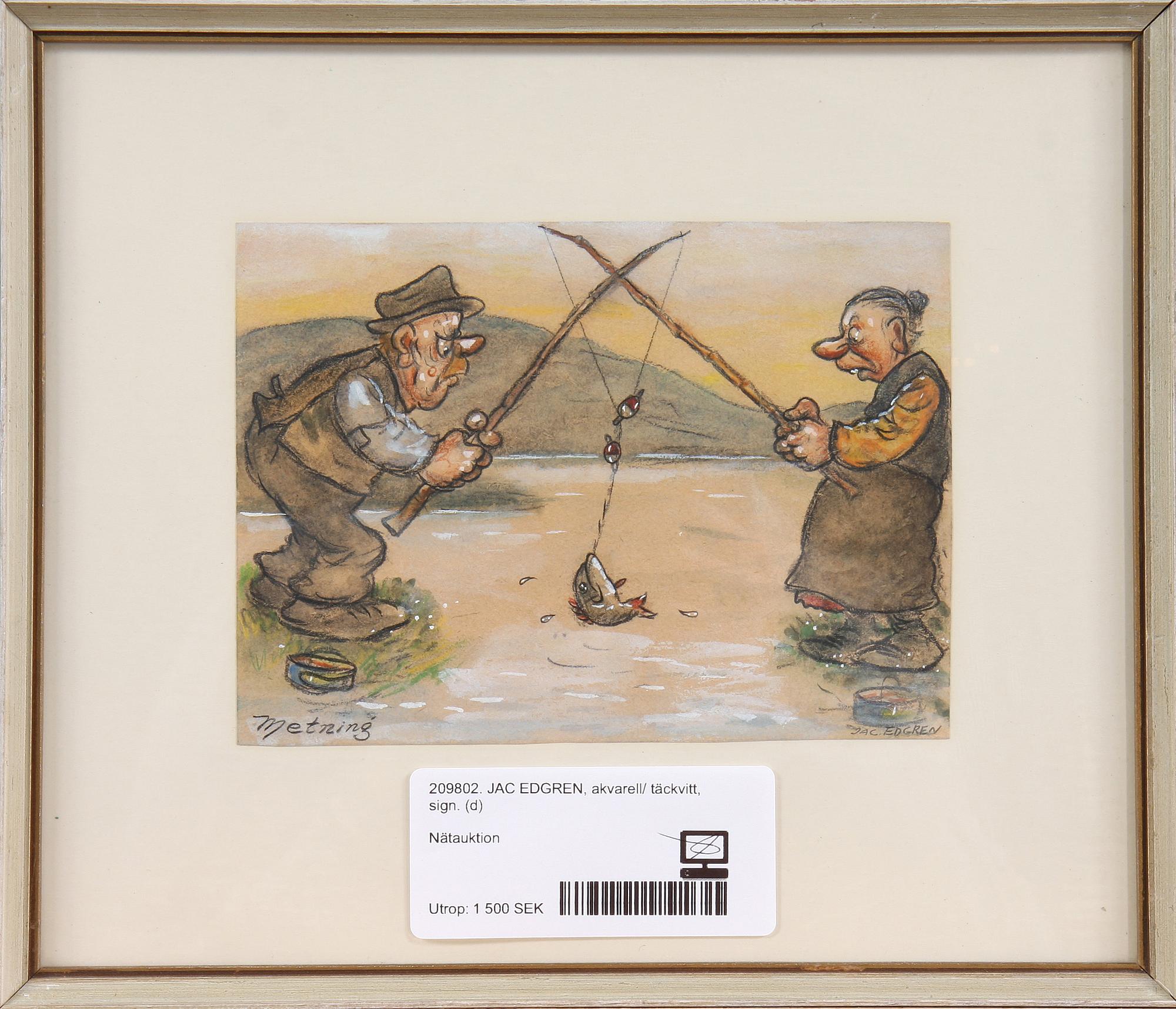JAC EDGREN, akvarell/ täckvitt, sign.