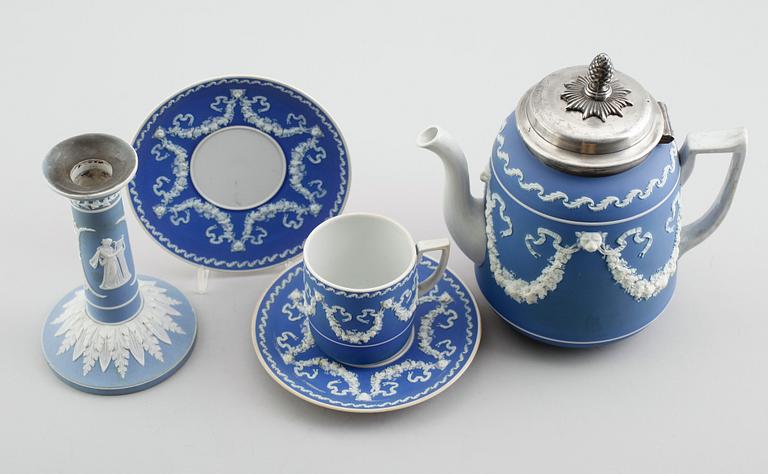 KAFFESERVIS, jasperware, England, 1800-/1900-tal.