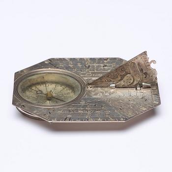 A travel sundial, Butterfield, Paris, 18th century,