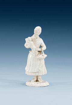 1409. A Swedish white glazed Marieberg soft paste figure of a mother and child, period of Sten (1769-1788).