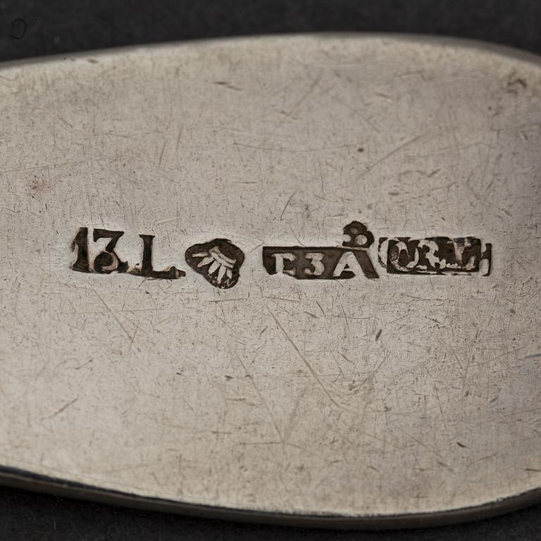 A Finnish silver cutery travel set, 19th century.