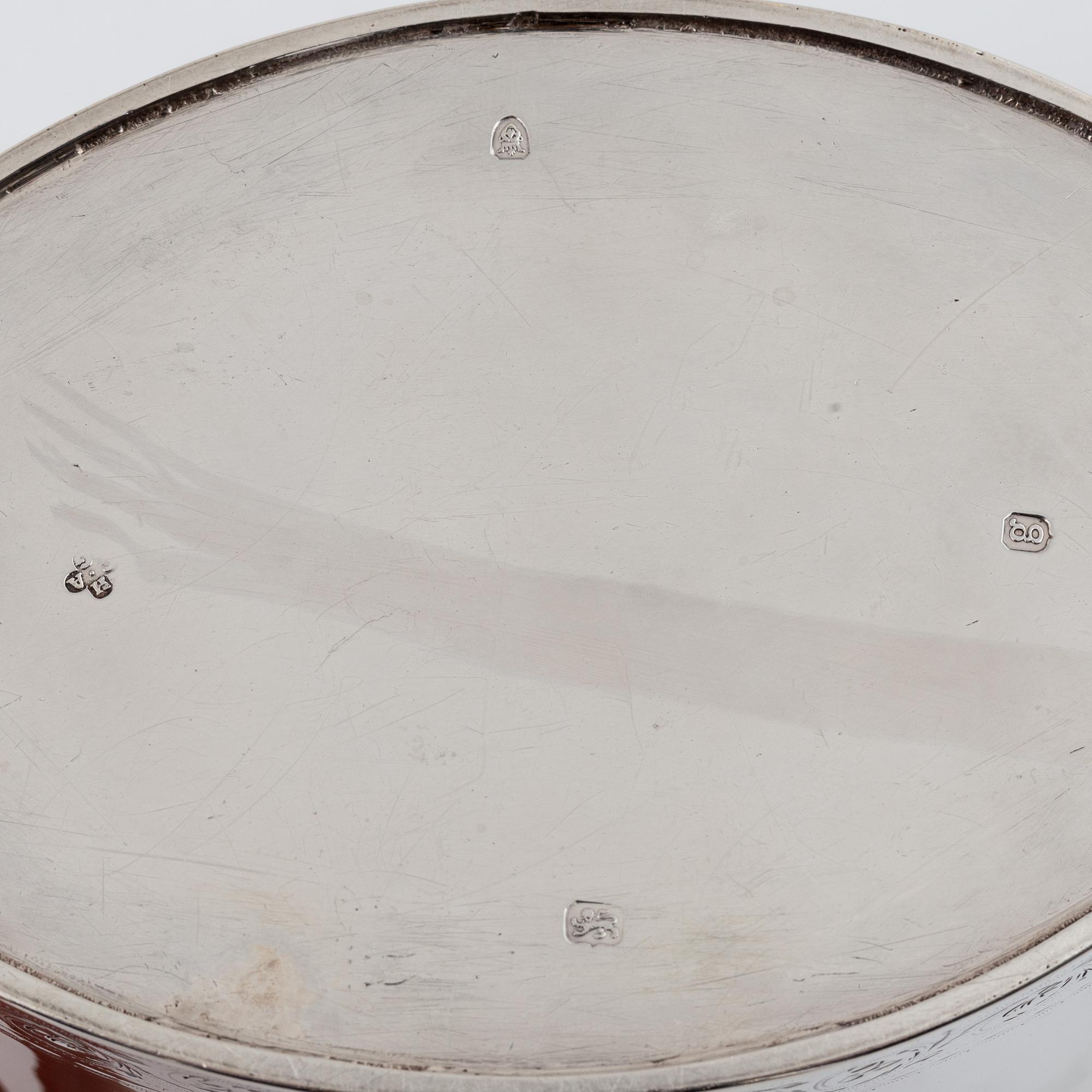 An English 18th century silver sugar-casket, mark of Charles Aldridge & Henry Green, London 1782.