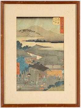 UTAGAWA HIROSHIGE (1797-1858), after, a colour woodblock print, Japan, 'Fuchu'' late 19th/early 20th century.