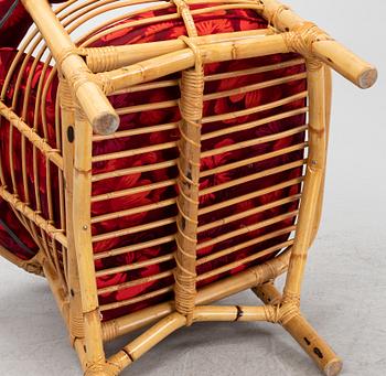A three-piece bamboo and rattan furniture suite, second half of the 20th Century.