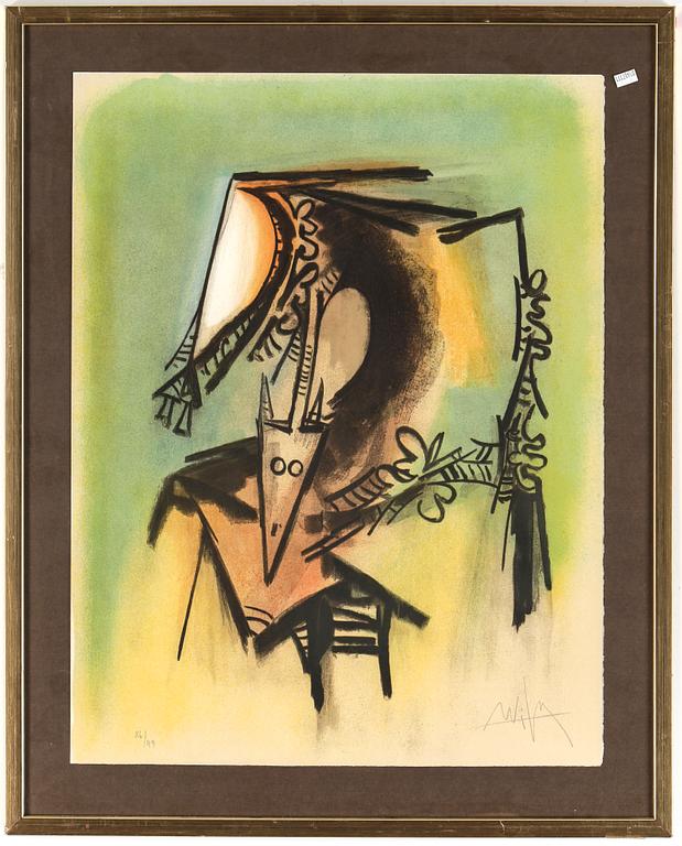 WIFREDO LAM, färglitografi, signerad, numrerad 86/99.