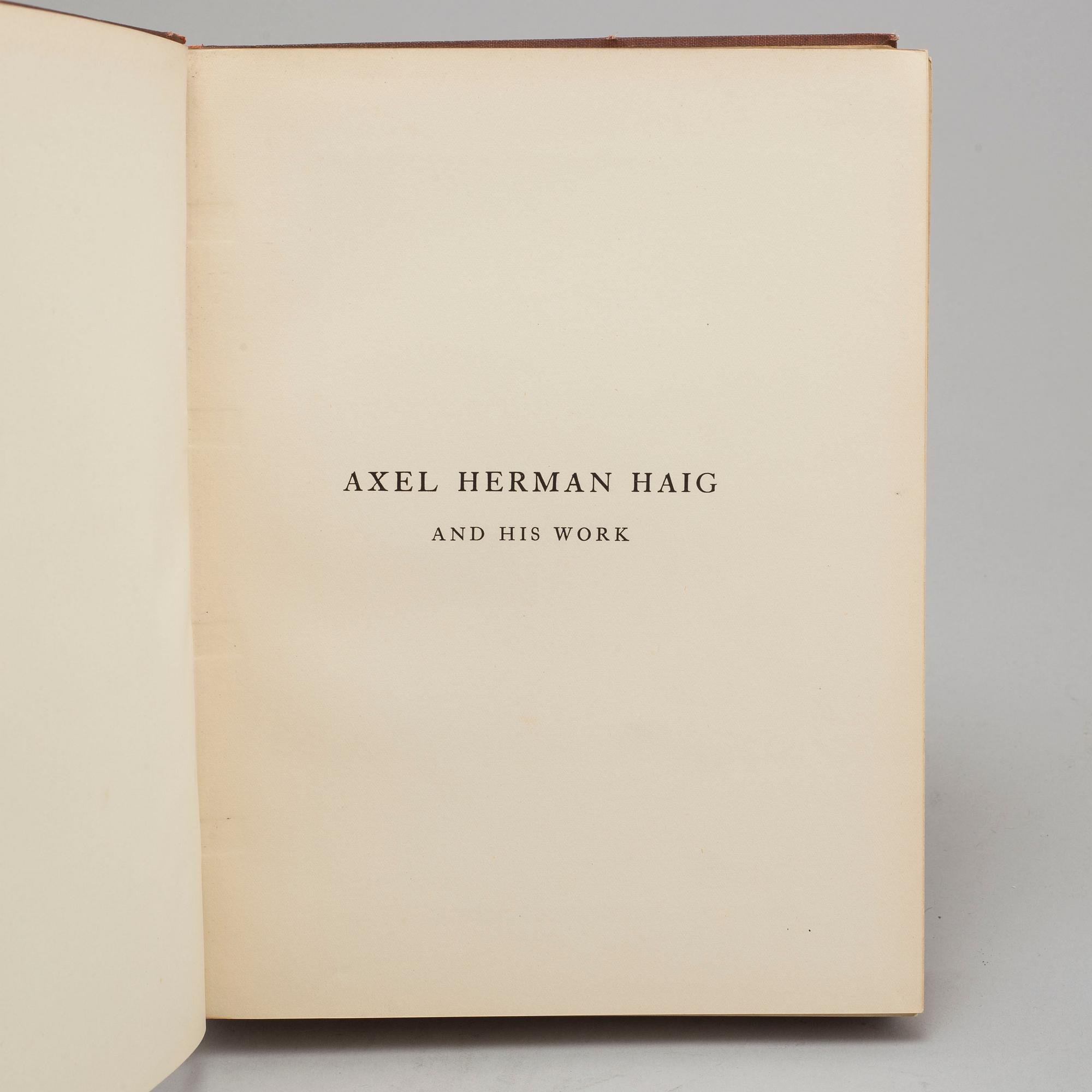 BOK, "Axel Herman Haig (Hägg) and his work", av E. A. Armstrong 1905.