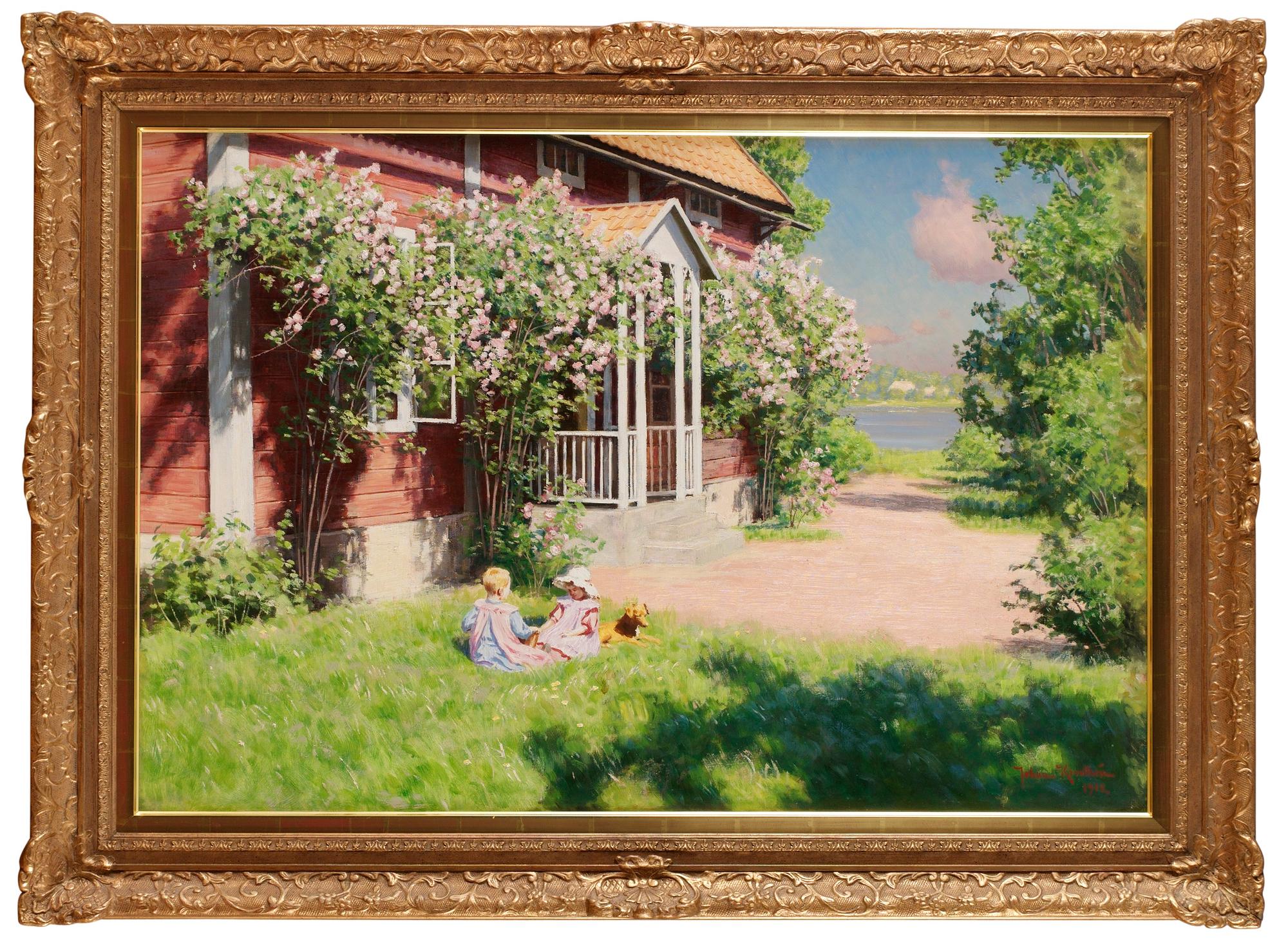 Johan Krouthén, Barn på solig trädgårdstäppa.