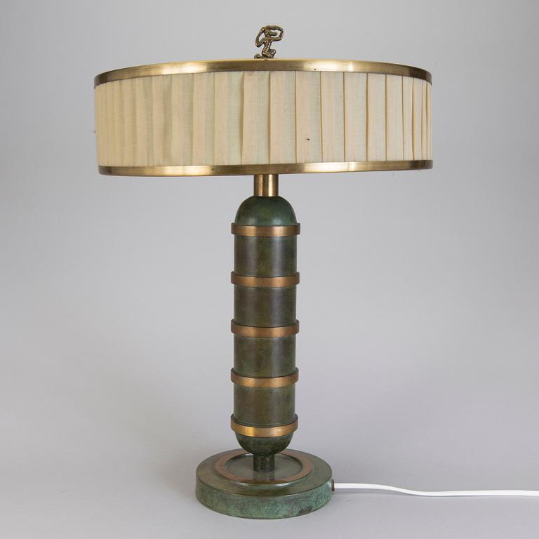 BORDSLAMPA, mässing, Sverige, 1920-tal.