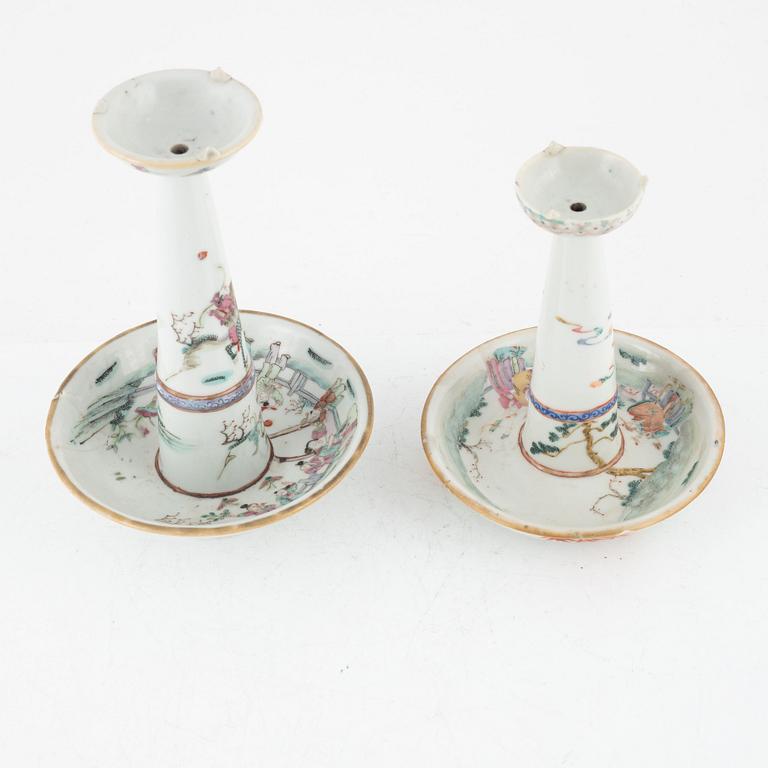 Two porcelain incense holders, China, late Qing dynasty, later part of the 19th century/around 1900.