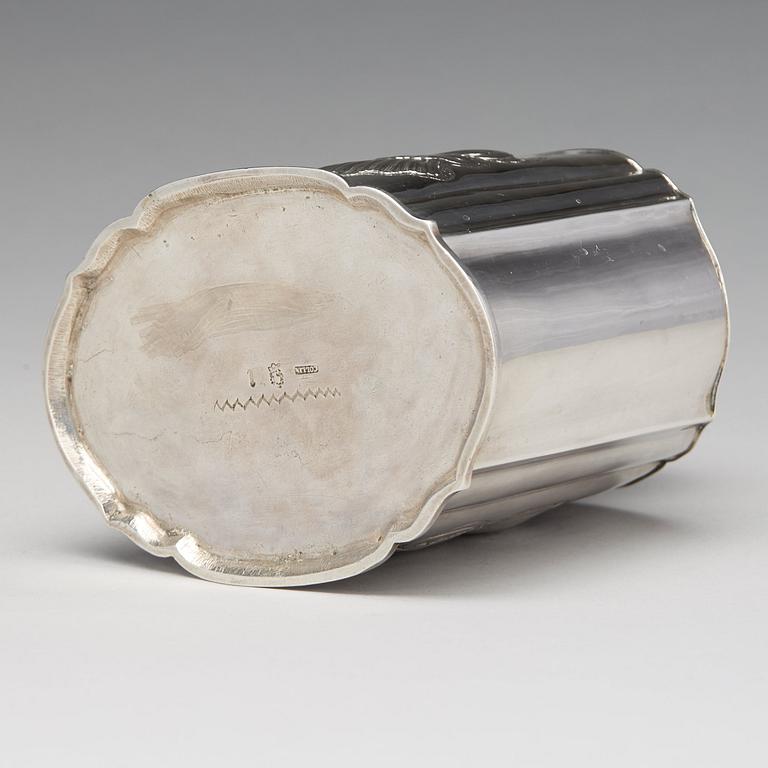 A Swedish late Baroque silver tea-caddy, mark of Johan Collin, Stockholm 1745.