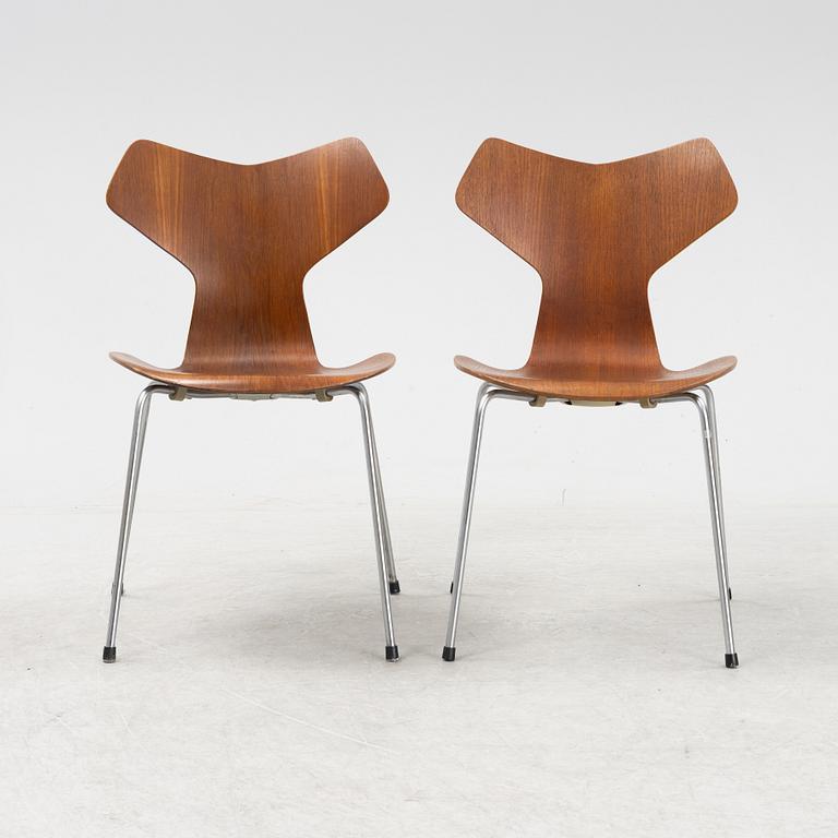 Arne Jacobsen, a set of five 'Grand Prix' teak chairs, Fritz Hansen, Denmark.