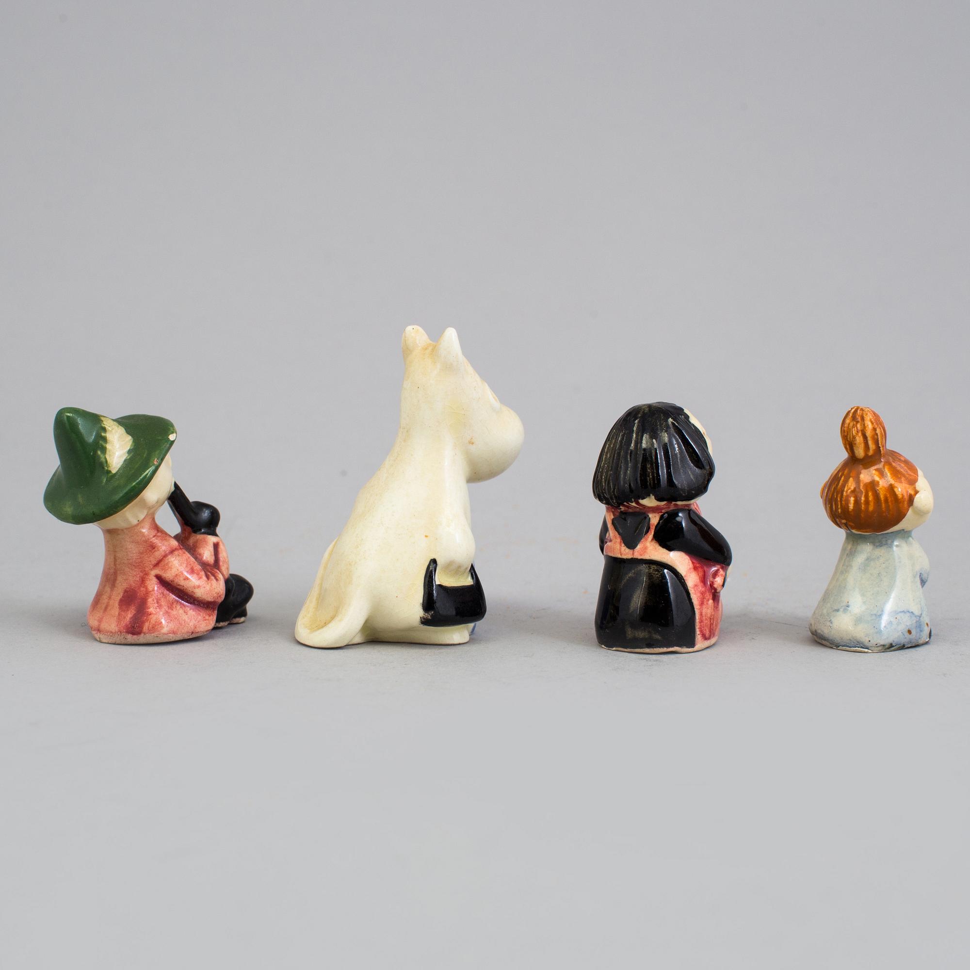 SIGNE HAMMARSTEN-JANSSON, muminfigurer 8 st, keramik, Arabia 1950-tal.