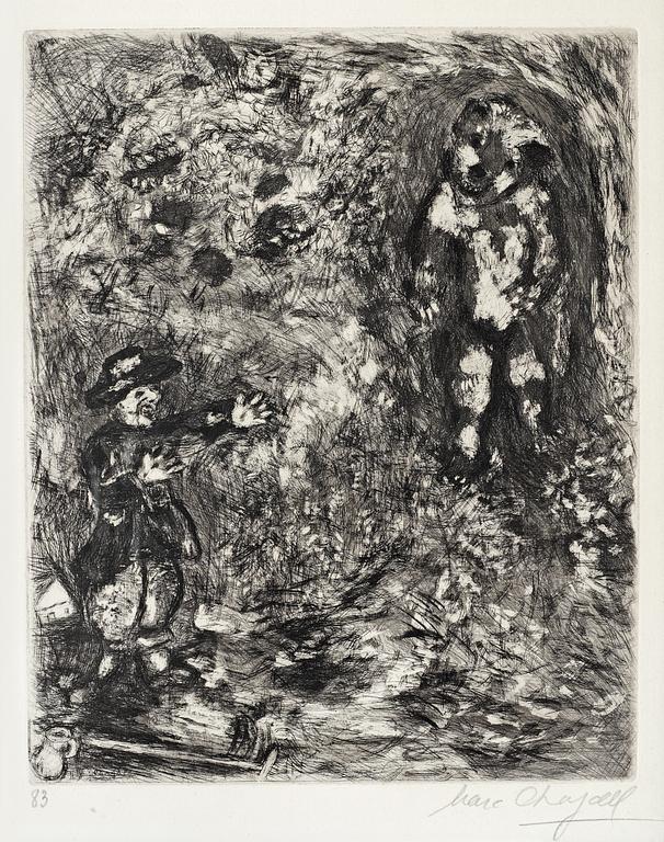 Marc Chagall, "L'ours et l'amateur de jardin", ur: "Les Fables de la Fontaine".