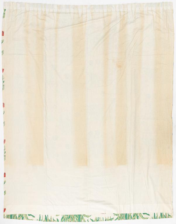 Josef Frank, gardiner, ett par, samt gardinkappor, 3 st, "Tulpan", Svenskt Tenn.