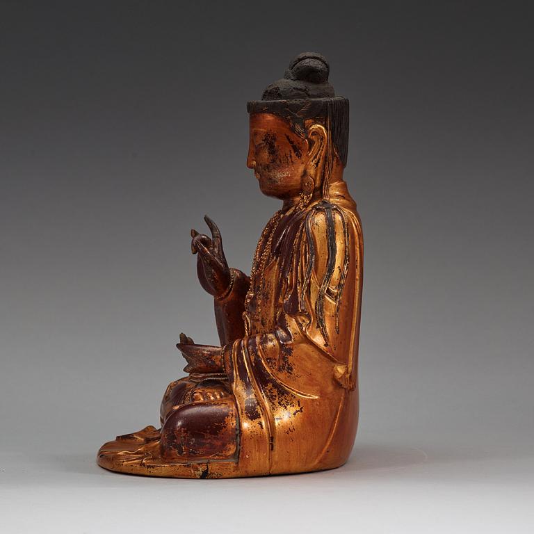 BUDDHA, lackerat trä.  Ming dynastin (1368-1644).