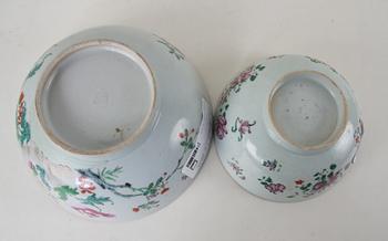 TALLRIKAR, 2 st, SKÅLFAT, 2 st samt SKÅLAR, 2 st, porslin, Kina, 1700-1800-tal.