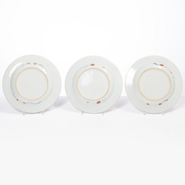 Tallrikar, 5 st, porslin, Kina, Qingdynastin, 1700-tal.