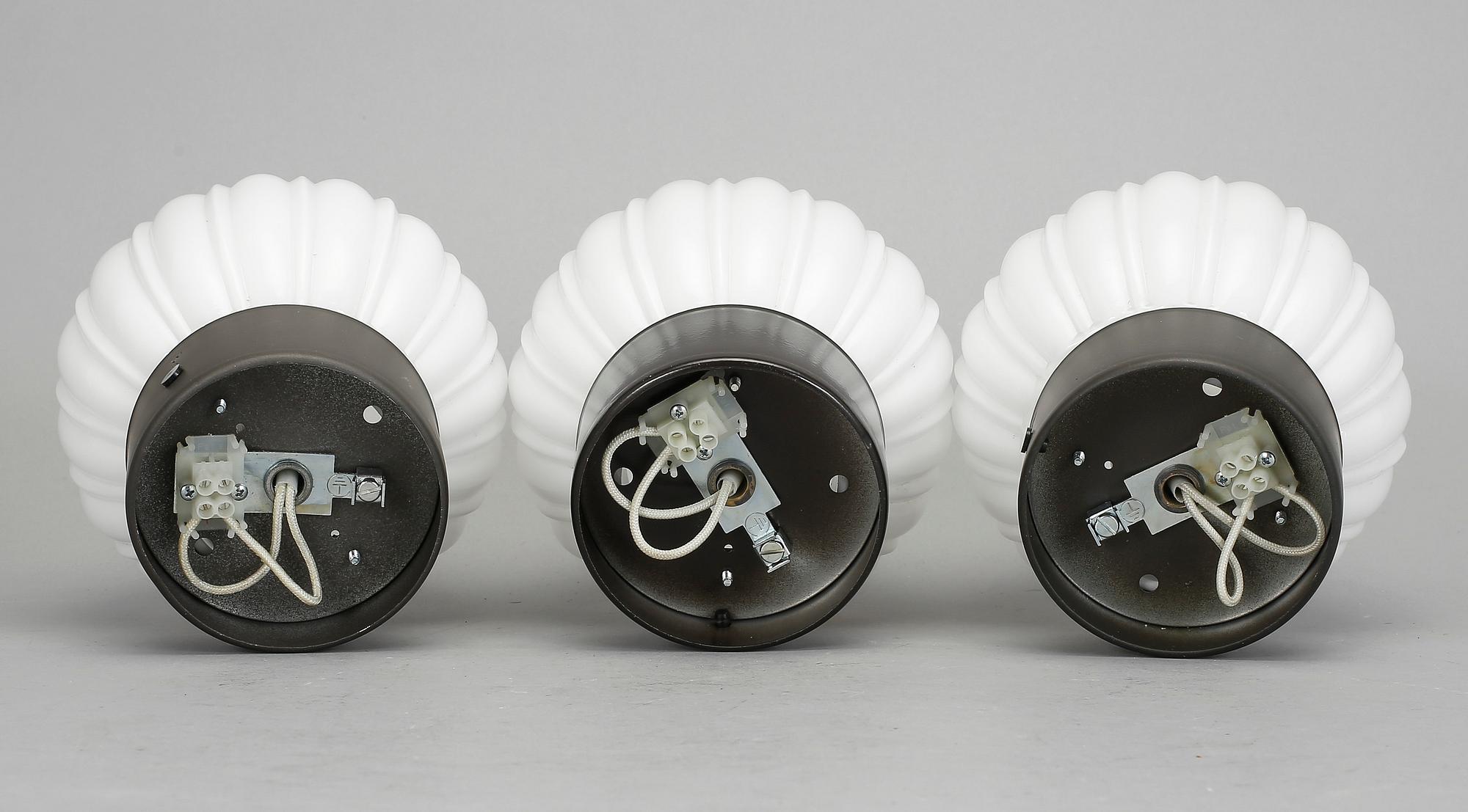 TAKLAMPOR, 3 stycken, Böhlmarks, 1930-tal.