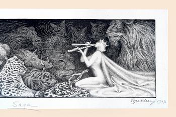 Tyra Kleen, litografi signerad och daterad 1907.