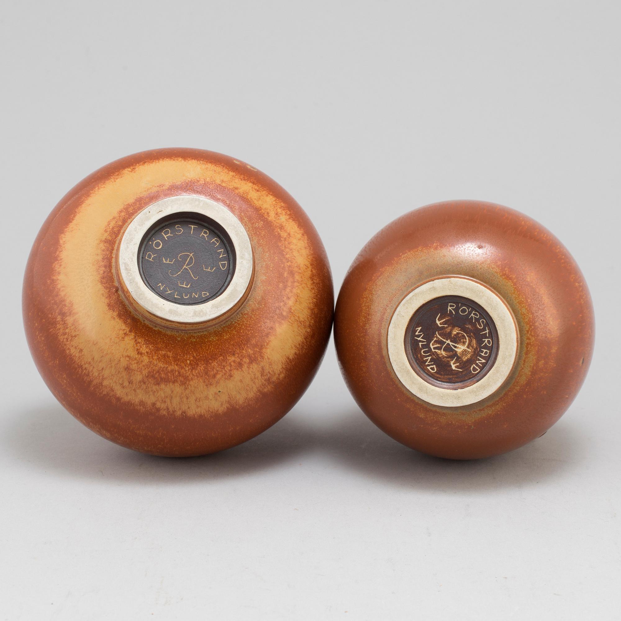 GUNNAR NYLUND, vaser, 2 st, stengods, Rörstrand.