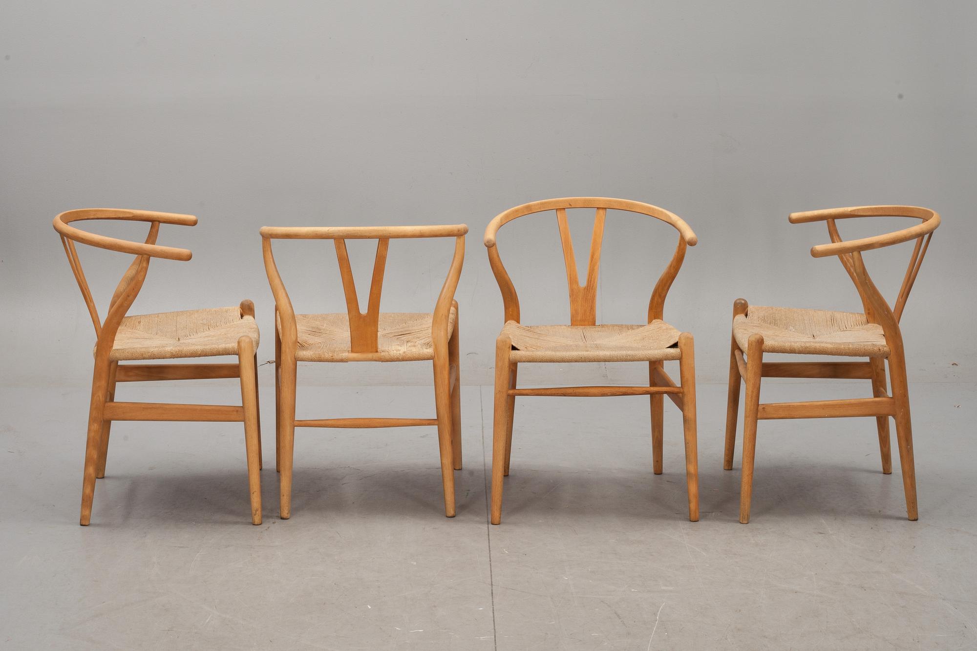 KARMSTOLAR, 4  st. Hans J Wegner, "Y-stolen", Carl Hansen & Son, Odense, 1900-talets andra hälft.