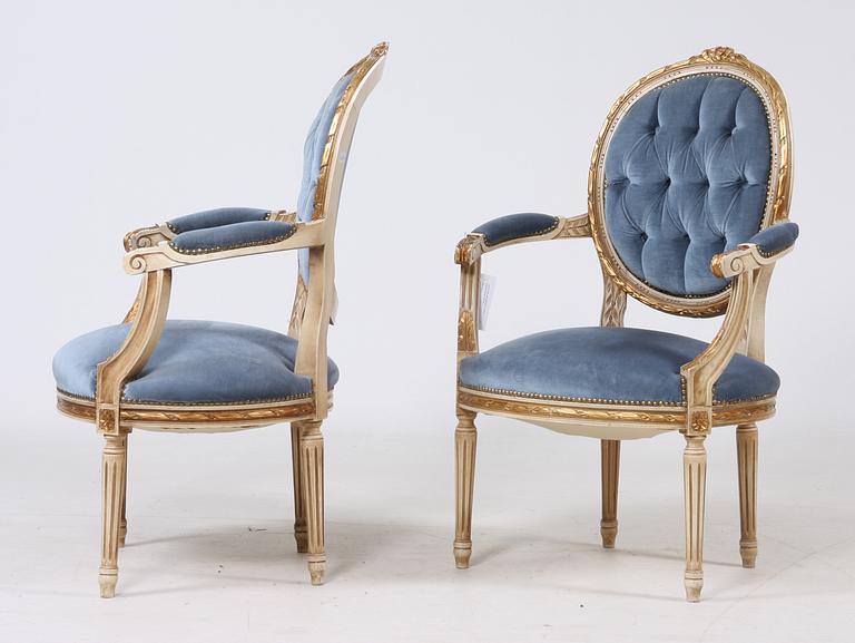 SALONGSGRUPP, 4 delar, gustaviansk stil, 1900-tal.