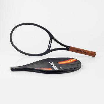 Tennis racket, Signed by Björn Borg. Donnay. Specially customized mid 25 wood racket.